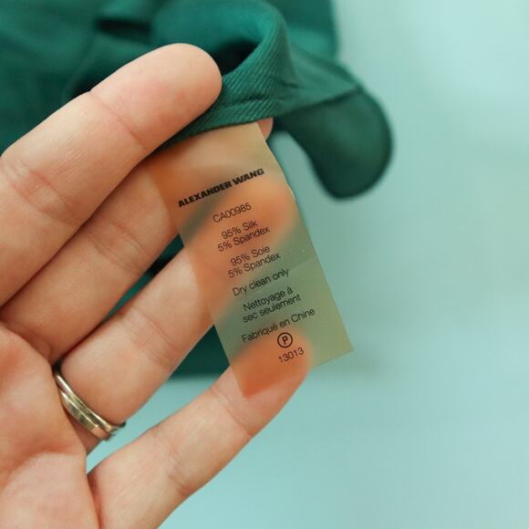 T Alexander Wang Emerald Green Empire Waist Sleeveless Mini Dress Size 4 Silk - Picture 8 of 9